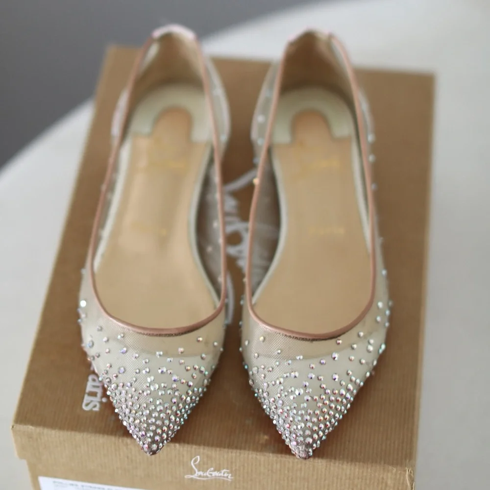 Christian Louboutin Follies Strass Flats, size 37 - Picture 3 of 14
